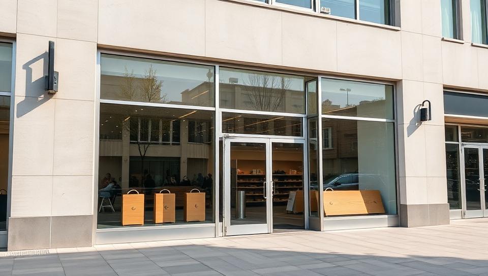 Fachada comercial con vidrio